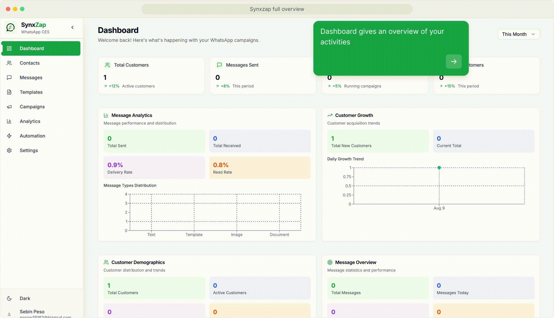 SynxZap Dashboard